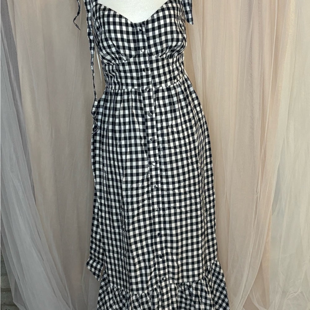 J. Crew Black and White Ruffled Tiered Maxi Sundress